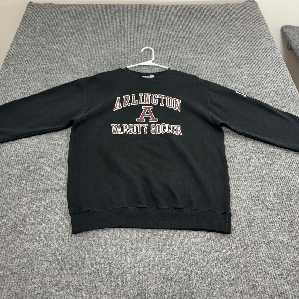 Arlington Varsity Soccer Champion Sweatshirt Mens M Black Cotton Crewneck Sport